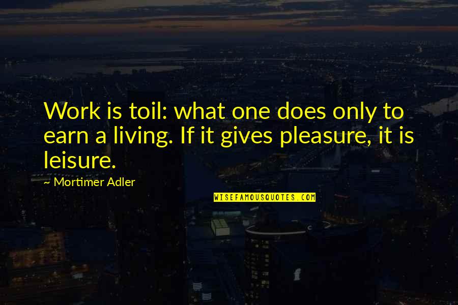 Best Websites For Life Quotes By Mortimer Adler: Work is toil: what one does only to