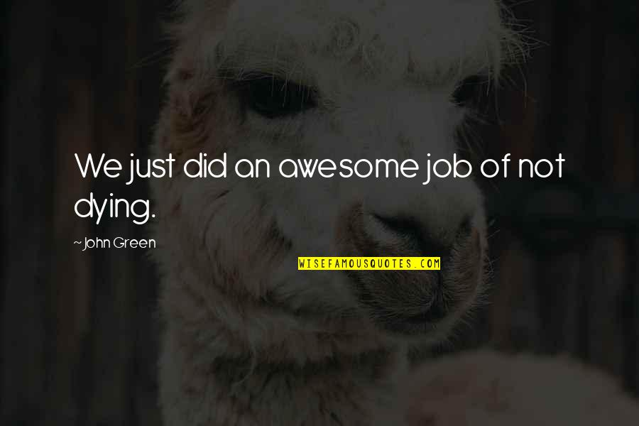 Besteden Betekenis Quotes By John Green: We just did an awesome job of not