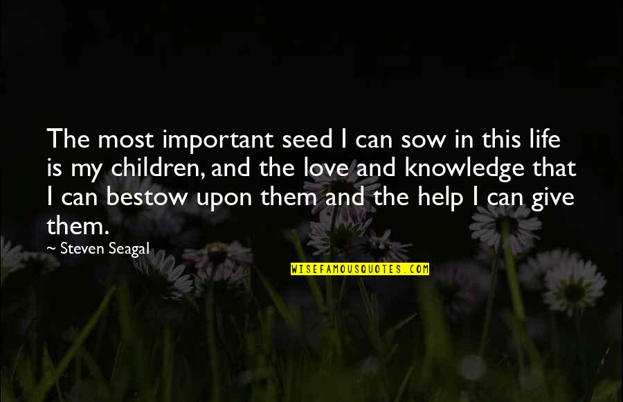 Bestow Quotes By Steven Seagal: The most important seed I can sow in