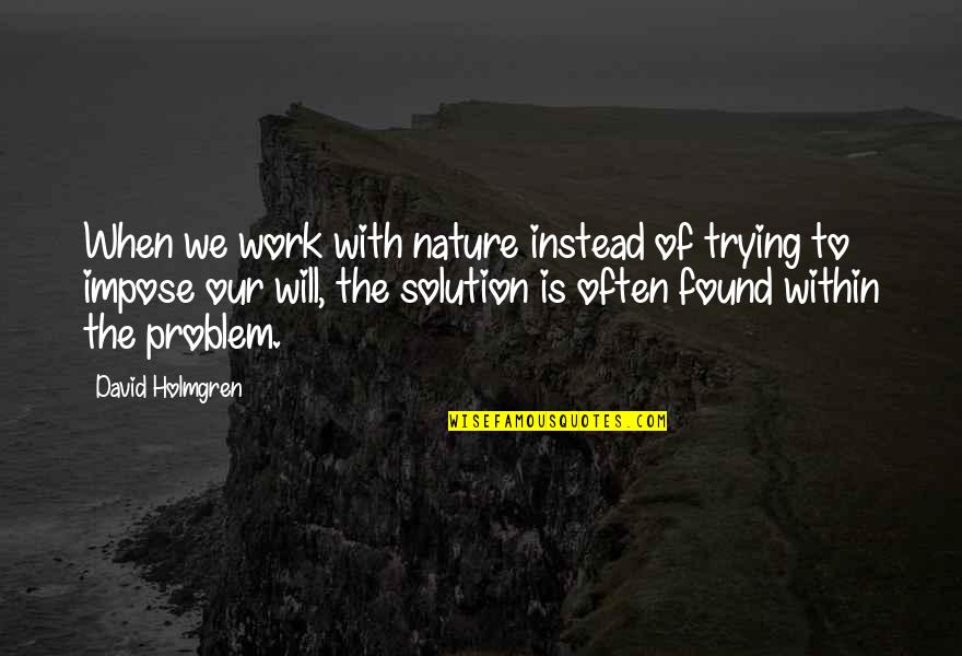 Betrbthere Quotes By David Holmgren: When we work with nature instead of trying