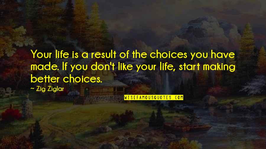 Better Life Choices Quotes By Zig Ziglar: Your life is a result of the choices