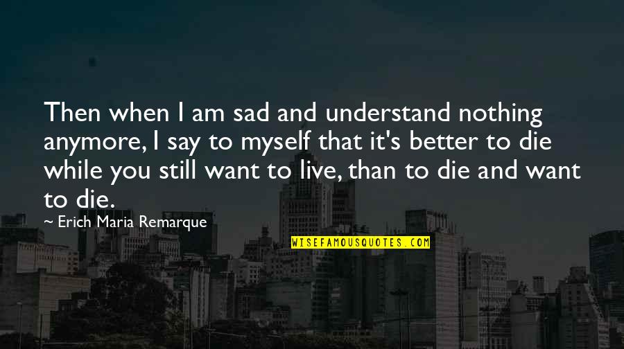 Better That Than Quotes By Erich Maria Remarque: Then when I am sad and understand nothing