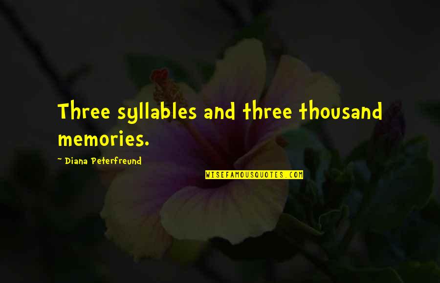 Bhandarkar Milind Quotes By Diana Peterfreund: Three syllables and three thousand memories.