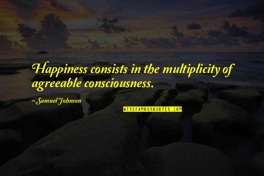 Bibiso Quotes By Samuel Johnson: Happiness consists in the multiplicity of agreeable consciousness.