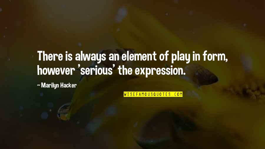 Bible Singleness Quotes By Marilyn Hacker: There is always an element of play in