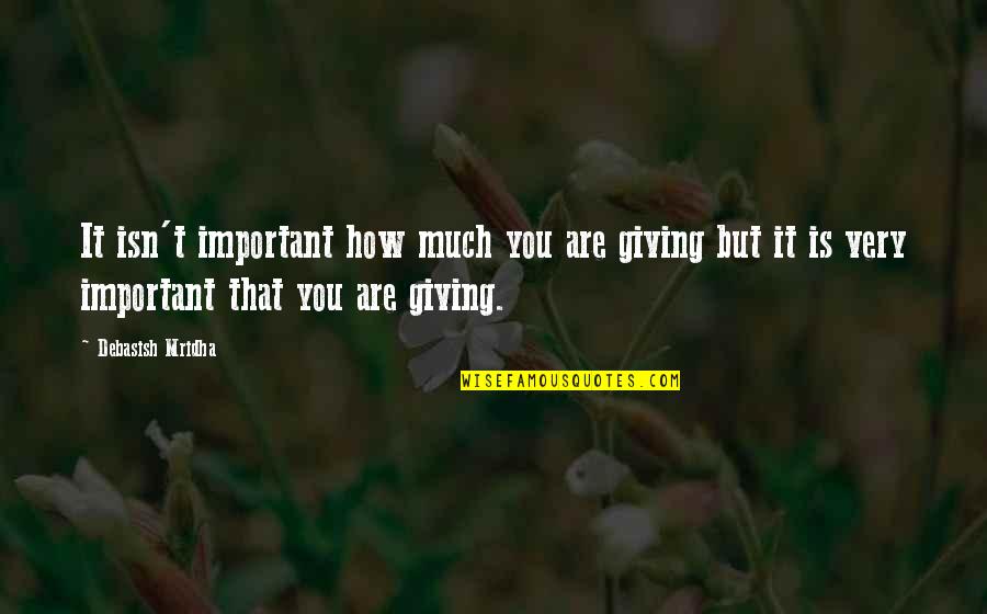 Big Wednesday Bear Quotes By Debasish Mridha: It isn't important how much you are giving