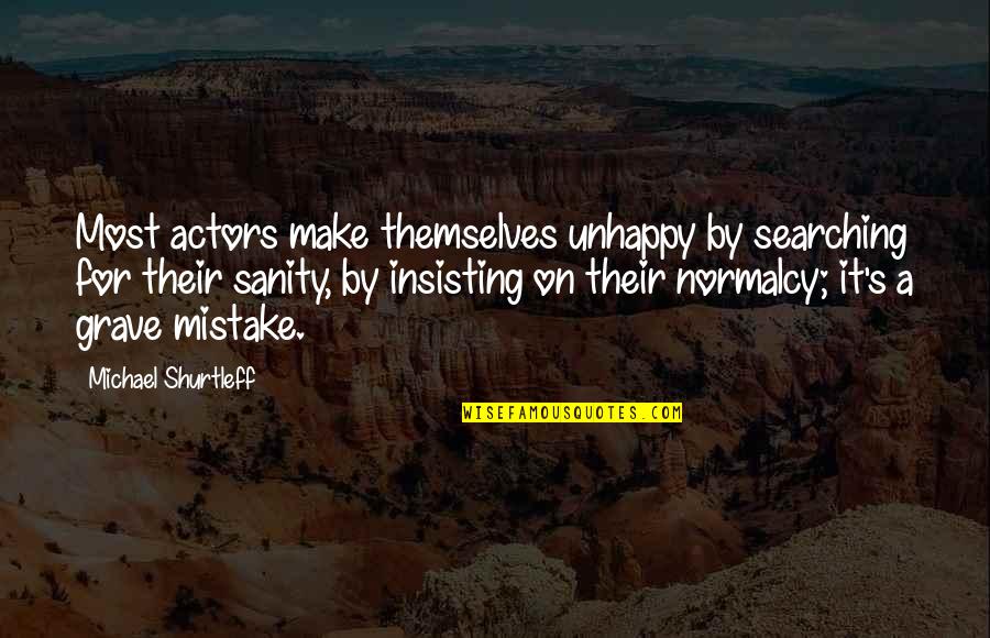 Bijgeloof Quotes By Michael Shurtleff: Most actors make themselves unhappy by searching for