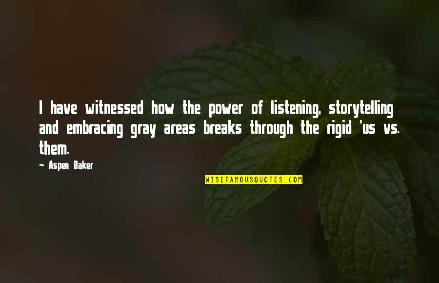 Biriktiren Turuncu Quotes By Aspen Baker: I have witnessed how the power of listening,