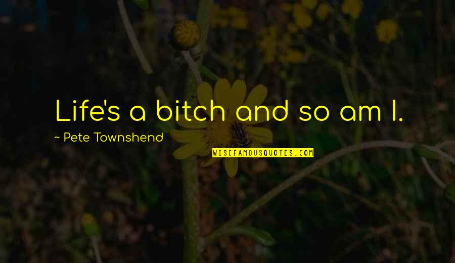 Bitch's Quotes By Pete Townshend: Life's a bitch and so am I.