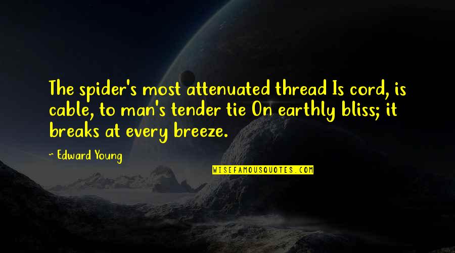 Bittle Armstrong Quotes By Edward Young: The spider's most attenuated thread Is cord, is