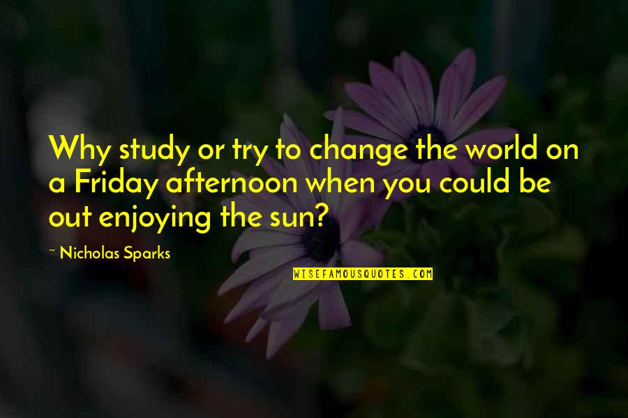 Blessing New Year Prayer Quotes By Nicholas Sparks: Why study or try to change the world