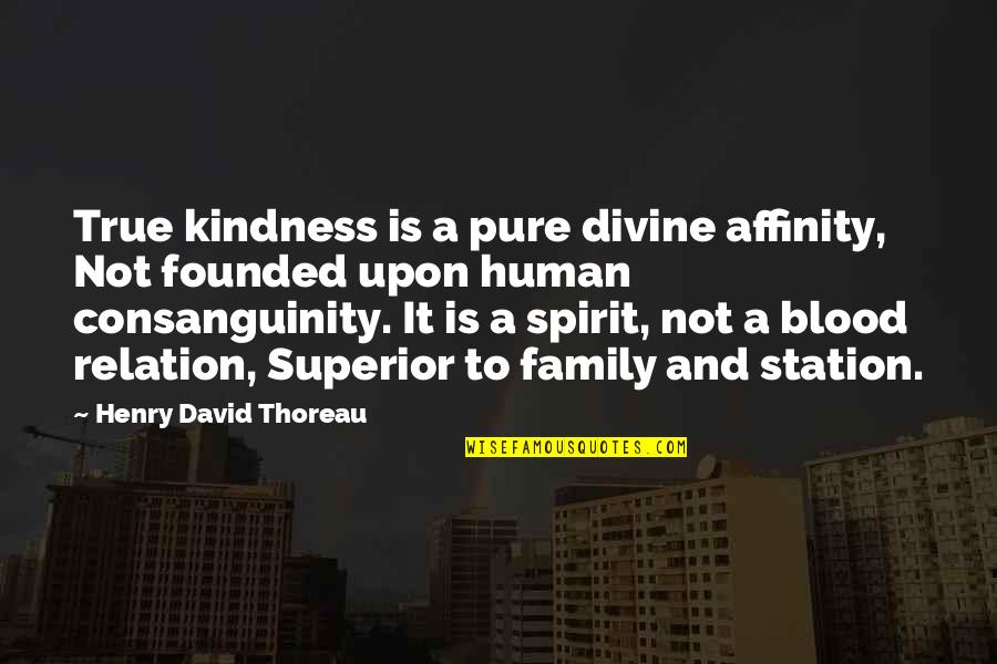 Blood Relation In Quotes By Henry David Thoreau: True kindness is a pure divine affinity, Not