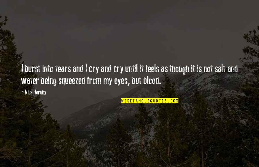 Blood Water Quotes By Nick Hornby: I burst into tears and I cry and