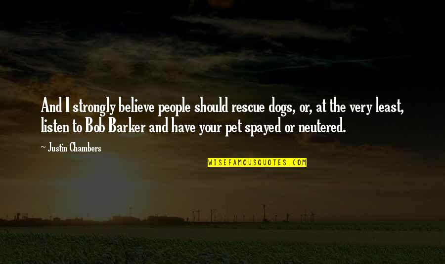 Bob Barker Quotes By Justin Chambers: And I strongly believe people should rescue dogs,