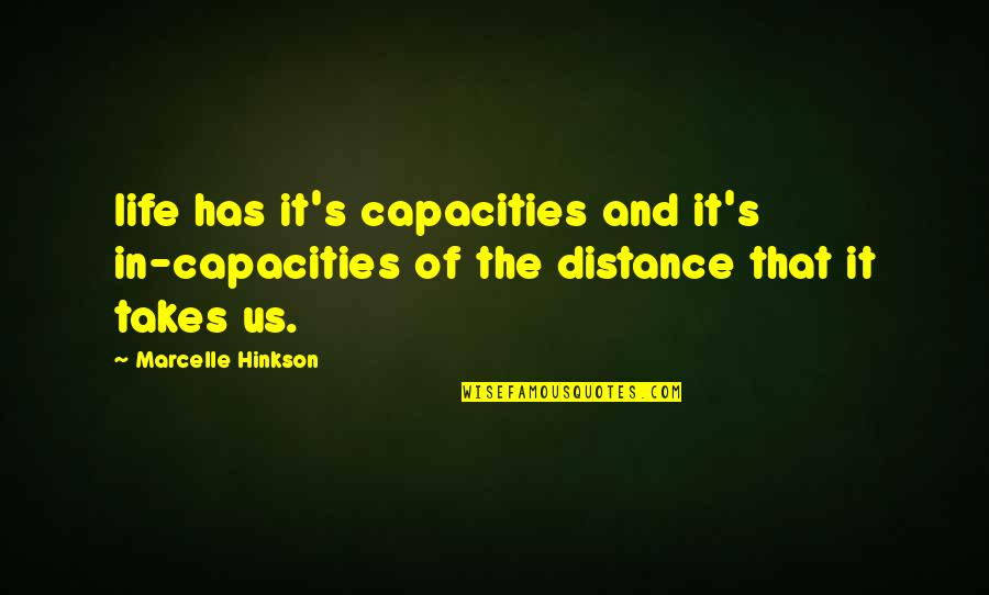 Bobby Zamora Quotes By Marcelle Hinkson: life has it's capacities and it's in-capacities of