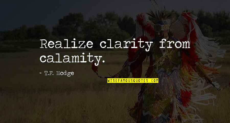 Bobelaine Quotes By T.F. Hodge: Realize clarity from calamity.