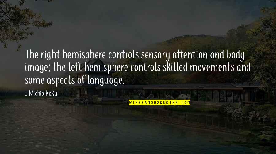 Body Movements Quotes By Michio Kaku: The right hemisphere controls sensory attention and body