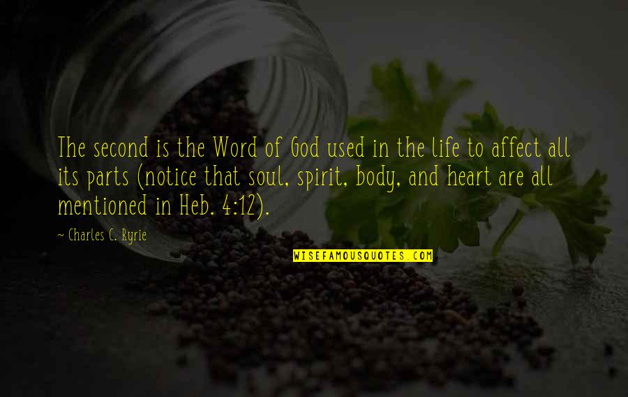 Body Soul Spirit Quotes By Charles C. Ryrie: The second is the Word of God used