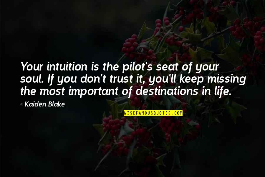 Body Soul Spirit Quotes By Kaiden Blake: Your intuition is the pilot's seat of your