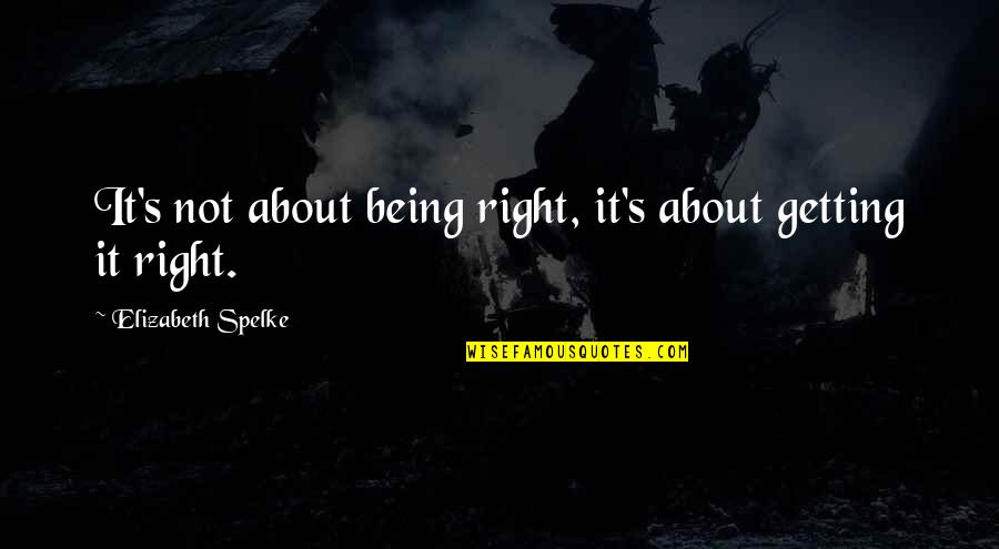 Bogatov Quotes By Elizabeth Spelke: It's not about being right, it's about getting