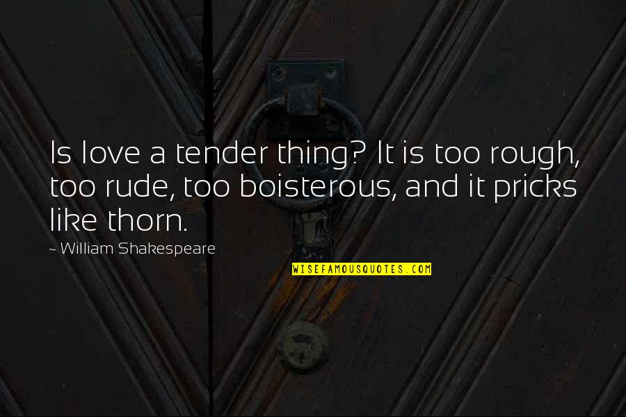 Boisterous Quotes By William Shakespeare: Is love a tender thing? It is too