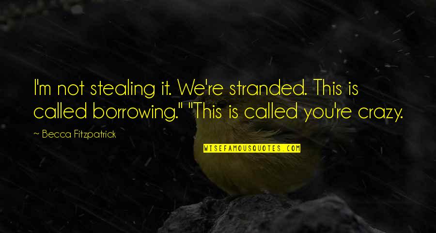 Borrowing Quotes By Becca Fitzpatrick: I'm not stealing it. We're stranded. This is