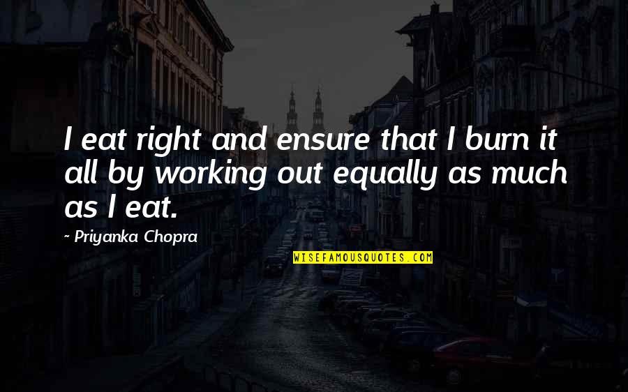 Boys Friendships Quotes By Priyanka Chopra: I eat right and ensure that I burn