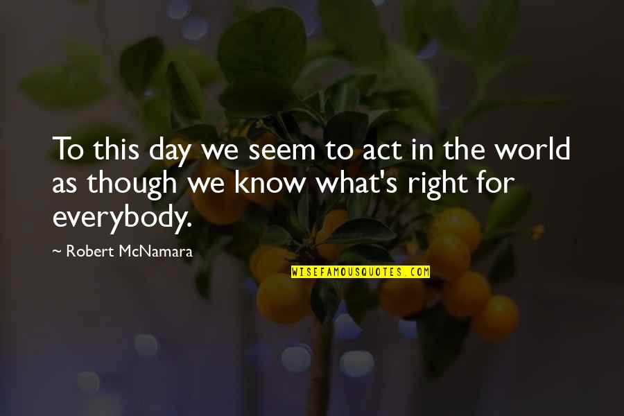 Bozilovic Svilajnac Quotes By Robert McNamara: To this day we seem to act in