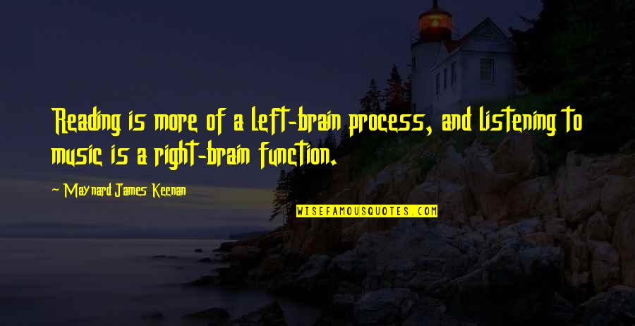 Brain Function Quotes By Maynard James Keenan: Reading is more of a left-brain process, and