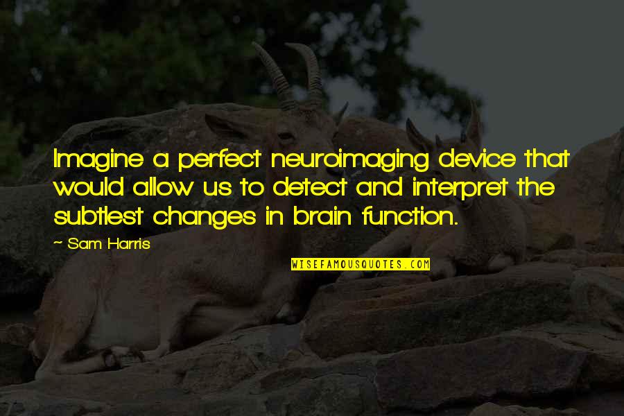 Brain Function Quotes By Sam Harris: Imagine a perfect neuroimaging device that would allow