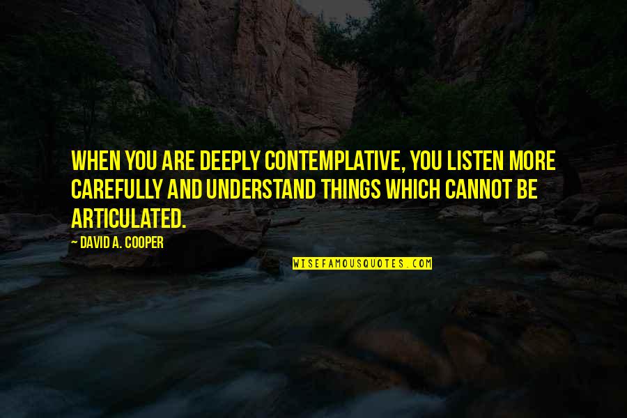 Brancacci Quotes By David A. Cooper: When you are deeply contemplative, you listen more