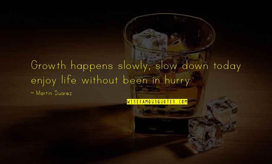 Bratski Citati Quotes By Martin Suarez: Growth happens slowly, slow down today enjoy life