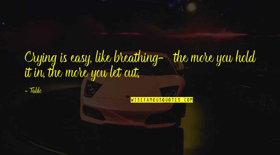 Breathing Easy Quotes By Tablo: Crying is easy, like breathing- the more you