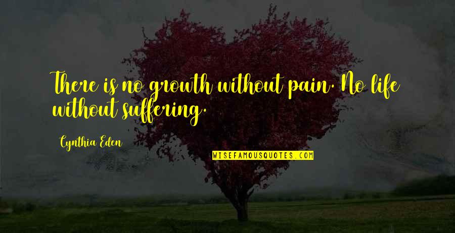 Brilliantly Black Quotes By Cynthia Eden: There is no growth without pain. No life