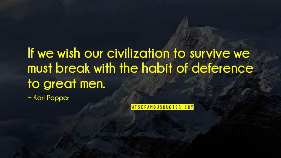 Bristlespine Quotes By Karl Popper: If we wish our civilization to survive we