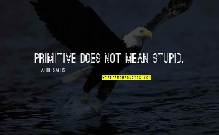 Brocious Trucking Quotes By Albie Sachs: Primitive does not mean stupid.