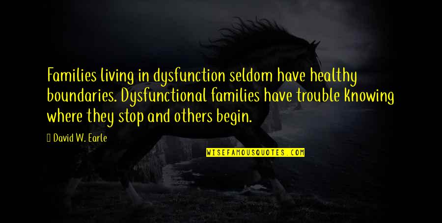 Broken Knees Quotes By David W. Earle: Families living in dysfunction seldom have healthy boundaries.