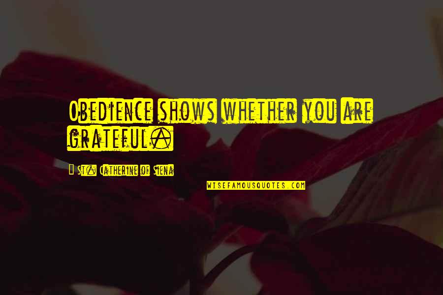 Bruguera Academy Quotes By St. Catherine Of Siena: Obedience shows whether you are grateful.