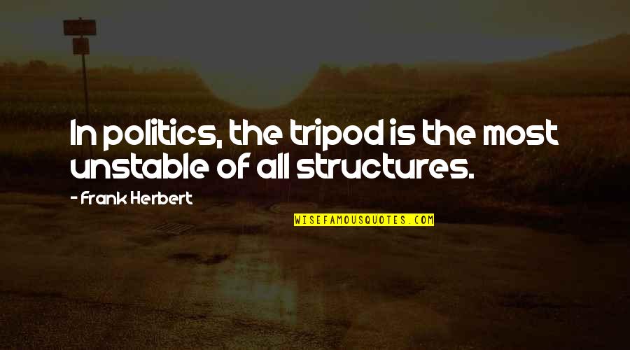 Brunos Restaurant Quotes By Frank Herbert: In politics, the tripod is the most unstable