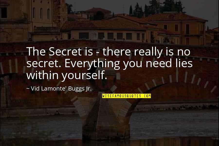 Buggs Quotes By Vid Lamonte' Buggs Jr.: The Secret is - there really is no