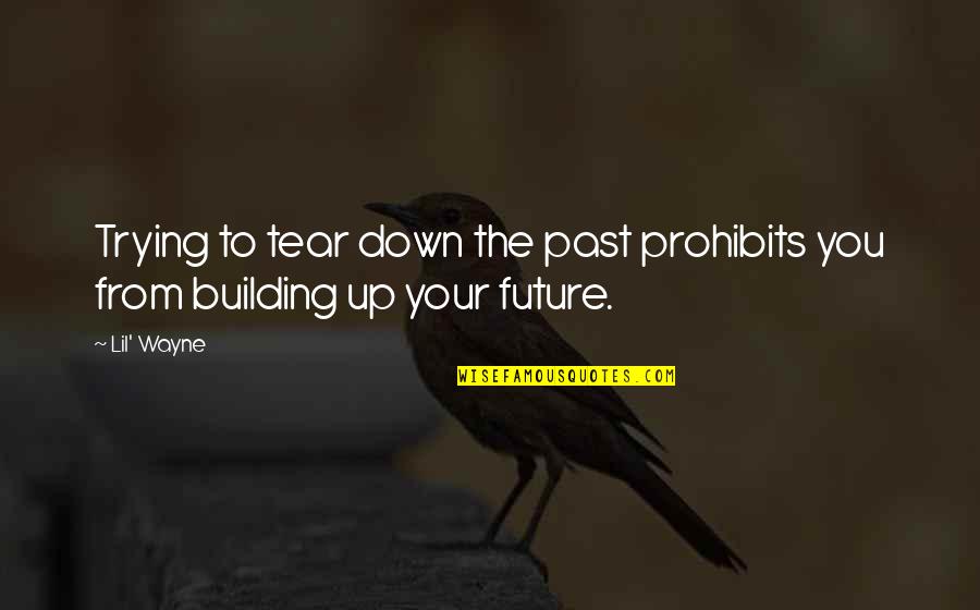 Building A Future Quotes By Lil' Wayne: Trying to tear down the past prohibits you