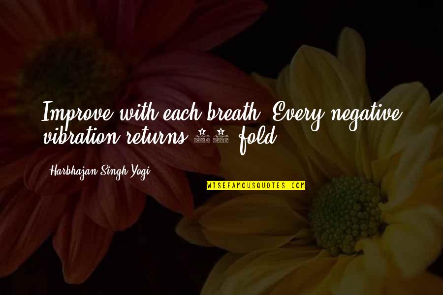 Burcucumber Quotes By Harbhajan Singh Yogi: Improve with each breath. Every negative vibration returns