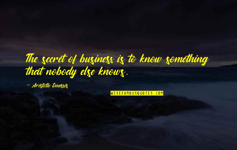 Business Majors Quotes By Aristotle Onassis: The secret of business is to know something