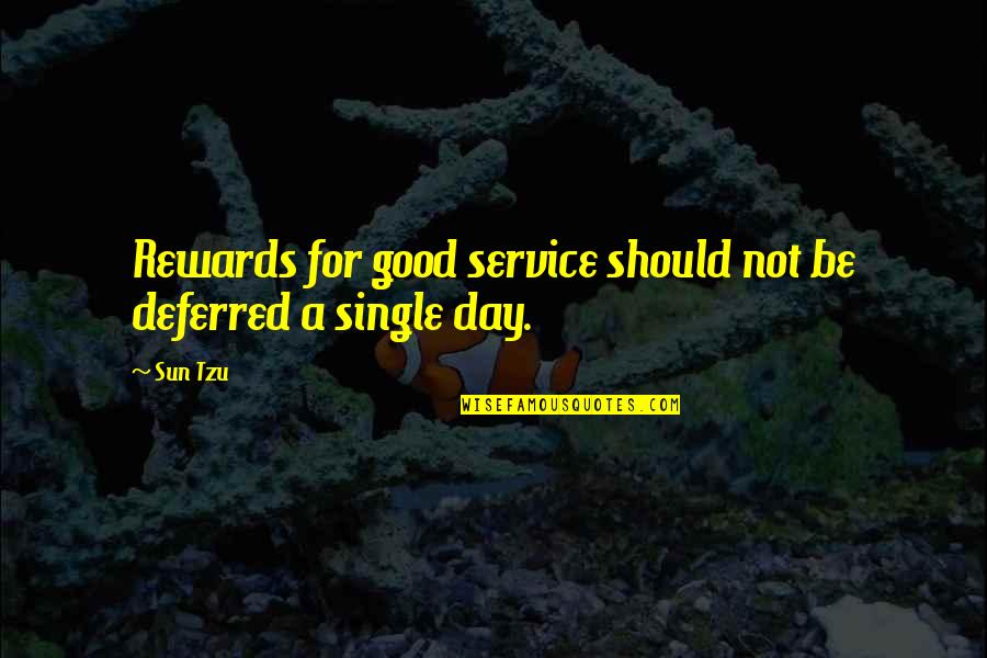 Business Strategy Quotes By Sun Tzu: Rewards for good service should not be deferred