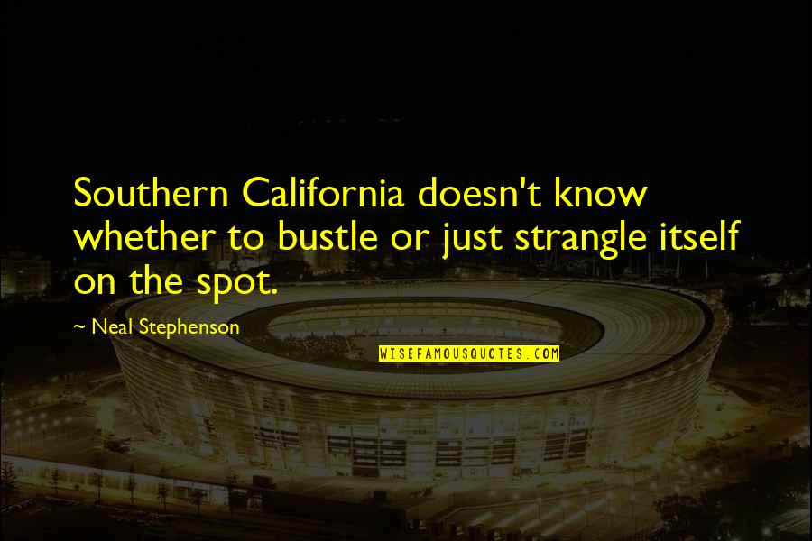 Bustle Quotes By Neal Stephenson: Southern California doesn't know whether to bustle or