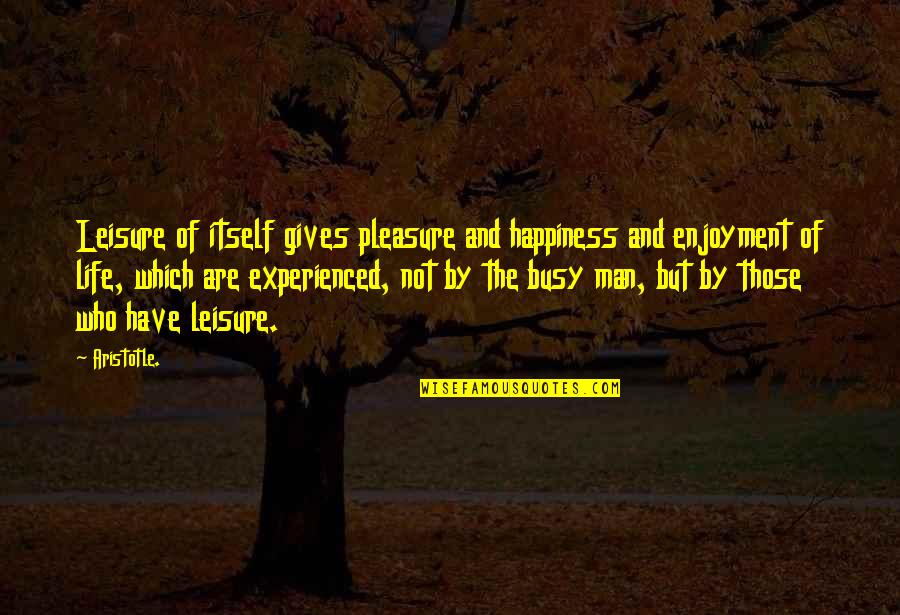 Busy Man Quotes By Aristotle.: Leisure of itself gives pleasure and happiness and