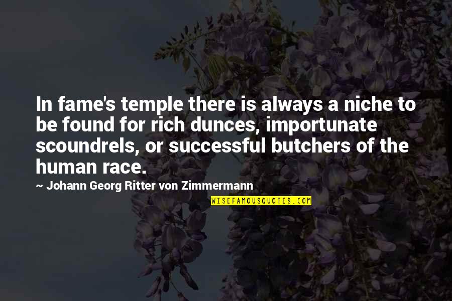 Butchers Best Quotes By Johann Georg Ritter Von Zimmermann: In fame's temple there is always a niche