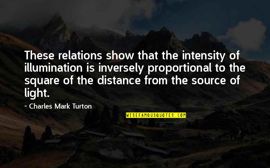 Byong Kim Quotes By Charles Mark Turton: These relations show that the intensity of illumination