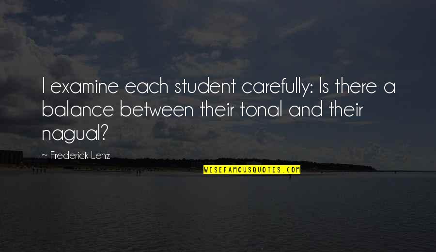 C Students Quotes By Frederick Lenz: I examine each student carefully: Is there a