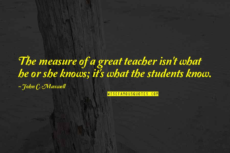 C Students Quotes By John C. Maxwell: The measure of a great teacher isn't what